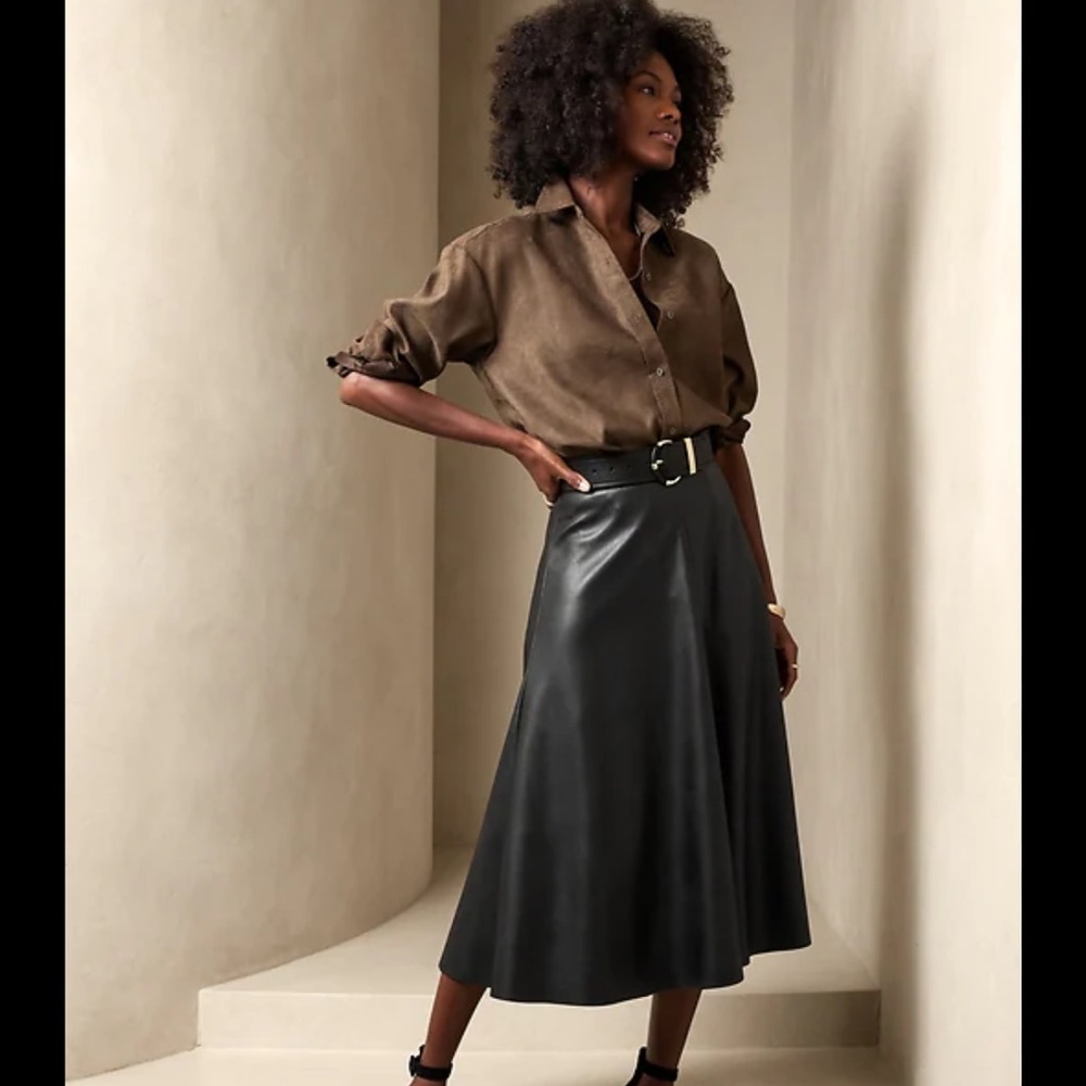 Banana Republic Factory vegan leather midi skirt